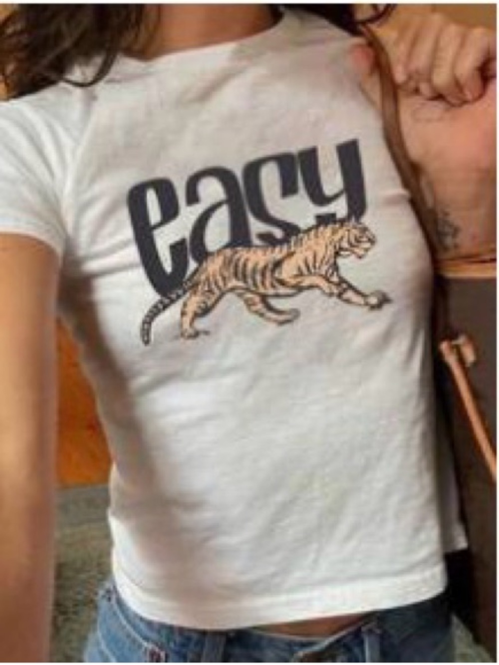 Plaint White Crewneck Tee with Easy Tiger Graphic
